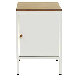 Avis Mendler Table de nuit HWC-L84, armoire de chevet commode, métal 63x40x40cm, mélaminé ~ blanc