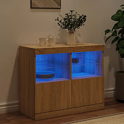 Avis vidaXL Buffet avec lumières LED chêne sonoma 81x37x67 cm