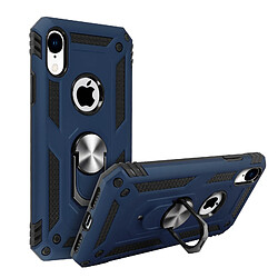 Avizar Coque iPhone XR Bi matière Rigide Souple Bague Support Vidéo bleu nuit