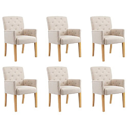 Maison Chic Lot de 6 Chaises à manger avec accoudoirs,Fauteuil/Chaises à dîner confortables beige tissu -MN63807