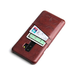 Wewoo Etui en cuir Fierre Shann Retro Oil en cire PU pour Galaxy S9 +, avec emplacements pour cartes (Marron)