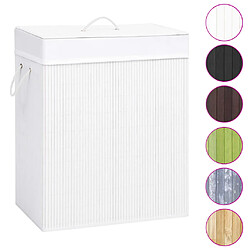 vidaXL Panier à linge avec 2 sections bambou blanc 100 L