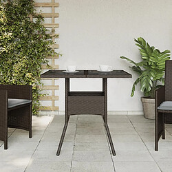 Avis Maison Chic Table de jardin | Table d'extérieur avec dessus en verre marron résine tressée -GKD13969