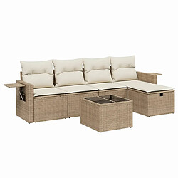 vidaXL Salon de jardin avec coussins 6 pcs beige résine tressée