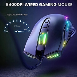 Avis Universal Mouse de jeu câblé USB, souris de joueur optique RVB ergonomique pour ordinateur portable P