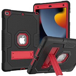 Coque en TPU + silicone couleur contrastée, antichoc, anti-chute, béquille noir/rouge pour votre Apple iPad 10.2 (2019)/(2020)/(2021)