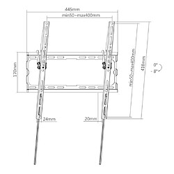 Acheter Arte Video Manhattan Support mural ultra plat inclinable pour TV de 32`` à 70`` et jusqu'à 45 kg inclinable de 0 à -8° Noir