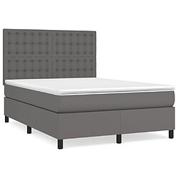 Maison Chic Lit Adulte - Lit simple Lit à sommier tapissier avec matelas moelleux - Meuble de Chambre - Gris 140x200 cm Similicuir -MN76076