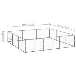 Helloshop26 Chenil extérieur cage enclos parc animaux chien argenté 9 m² acier 02_0000308