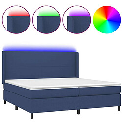 Sommier à lattes et matelas LED,Cadre à lattes de lit pour Adulte Bleu 200x200 cm Tissu -MN88050