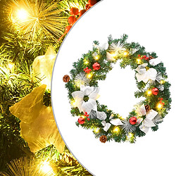 vidaXL Couronne de Noël avec lumières LED vert 60 cm PVC