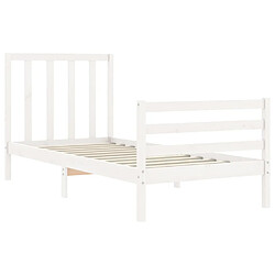 Maison Chic Lit adulte - Cadre Structure de lit avec tête de lit Contemporain blanc 90x200 cm bois massif -MN89500 pas cher