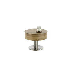 Inside 75 Table basse ronde DORA 60 cm diamètre-plateau chêne relevable piétement acier brosse