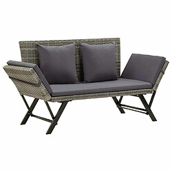 Maison Chic Banc de jardin avec coussins | Banquette de jardin | Chaise Relax 176 cm Gris Résine tressée -MN20407