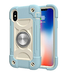 Universal Associable YH pour l'iPhone X / XS / 5.8 Shell de téléphone mobile, coque de support de rotation de couleur de contraste, couvercle de protection tout compris tout compris (Ice Crystal Blu