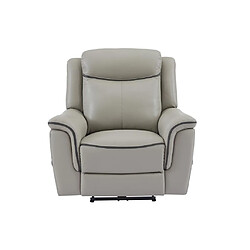 Avis Vente-Unique Fauteuil relax électrique en cuir gris clair ADELIO