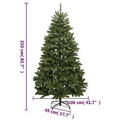 vidaXL Sapin de Noël artificiel à charnières avec support vert 210 cm pas cher