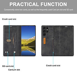 Coque en TPU + PU LC.IMEEKE avec porte-carte noir pour votre Samsung Galaxy S22 Ultra 5G