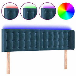 Maison Chic Tête de lit scandinave à LED,meuble de chambre Bleu foncé 147x16x78/88 cm Velours -MN94988