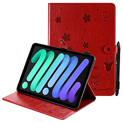 Etui en PU motif chat et abeille rouge pour votre iPad mini (2021)