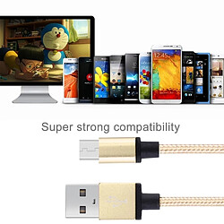 Wewoo Câble jaune pour Samsung, HTC, Sony, Lenovo or clair Tête en métal de style tissé 1 m 58 cœurs Micro USB vers USB 2.0 de données / chargeur pas cher