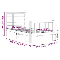 vidaXL Cadre de lit sans matelas noir bois de pin massif pas cher