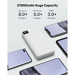 SANAG Batterie Externe 27000Mah Power Bank 22,5W Pd4.0 Qc3.0 Charge Rapide Chargeur Portable Usb C Batterie Portable Avec 4 Usb Sortie & Affichage Led Pour Smartphone Tablette(Blanc)