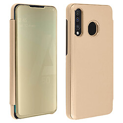 Avizar Housse Samsung Galaxy A50 Étui Miroir Clapet translucide Doré