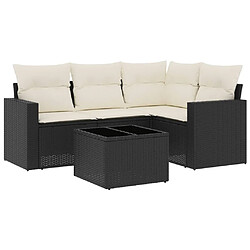 Maison Chic Ensemble de 5 Tables et chaises d'extérieur avec coussins,Salon de jardin noir résine tressée -GKD774709