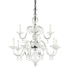 Lumière Chandelier sans abats jours Padova Chrome 12 ampoules 103cm