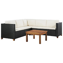 Maison Chic Salon de jardin 4 pcs + coussins - Mobilier/Meubles de jardin - Table et chaises d'extérieur Résine tressée Noir -MN74788