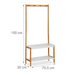 Helloshop26 Portemanteau étagère avec banc à chaussures 150 cm bois naturel et blanc 13_0002296 