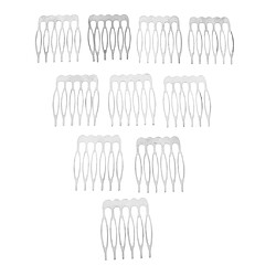 10pcs Métal Blanc Bricolage Cheveux Côté Peigne Artisanat Accessoire De Cheveux Argent 6 Dents