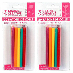 Graines Creatives 40 bâtonnets de colle pour pistolet à colle Ø 7 mm - Couleurs