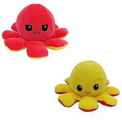 Universal Poupée en peluche flip, jouet réversible analogique doux (rouge/jaune)