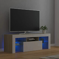 vidaXL Meuble TV avec lumières LED blanc et chêne sonoma 120x35x40 cm