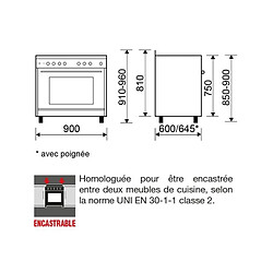 Piano de cuisson gaz 109l 5 feux inox - ge960cmix2 - GLEM pas cher