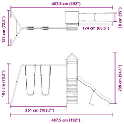 vidaXL Aire de jeux d'extérieur bois de pin imprégné pas cher