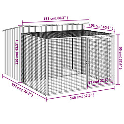 vidaXL Niche pour chien avec cour anthracite 153x194x110 cm pas cher