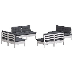 Avis Maison Chic Salon de jardin 8 pcs + coussins - Mobilier/Meubles de jardin - Table et chaises d'extérieur anthracite Bois de pin -MN74755