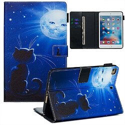 Etui en PU impression sourire de lune et de chat pour votre Apple iPad mini (2019) 7.9 pouces/iPad Mini 4/3/2/1