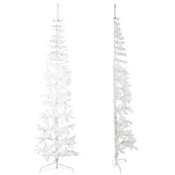 Acheter vidaXL Demi sapin de Noël artificiel mince avec support Blanc 210 cm