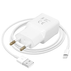 Avizar Chargeur secteur USB 1.5A et Câble Lightning iPhone/iPad Charge rapide - Blanc