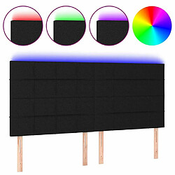 Maison Chic Tête de lit scandinave à LED,meuble de chambre Noir 180x5x118/128 cm Tissu -MN10293