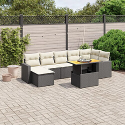 Maison Chic Ensemble Tables et chaises d'extérieur 8 pcs avec coussins,Salon de jardin noir résine tressée -GKD807703