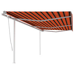 Maison Chic Auvent manuel rétractable,Store manuel de porte avec poteaux 6x3 m Orange et marron -GKD40440