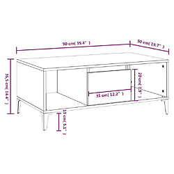 vidaXL Table basse Chêne marron 90x50x36,5 cm Bois d'ingénierie pas cher