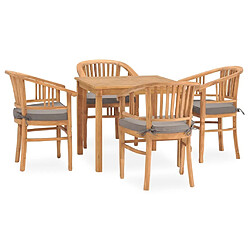 Salle à manger de jardin 5 pcs,Table et chaise à dîner avec coussins Teck -MN20601