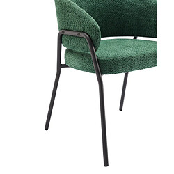 ComfortXL Chaise de Salle à Manger en Velours, Lot de 6, Accoudoirs, Pieds Métalliques Noirs - Vert Foncé pas cher