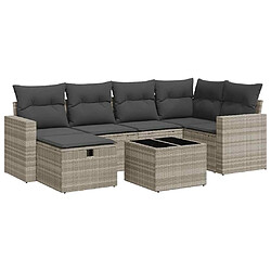 vidaXL Salon de jardin avec coussins 7 pcs gris clair résine tressée